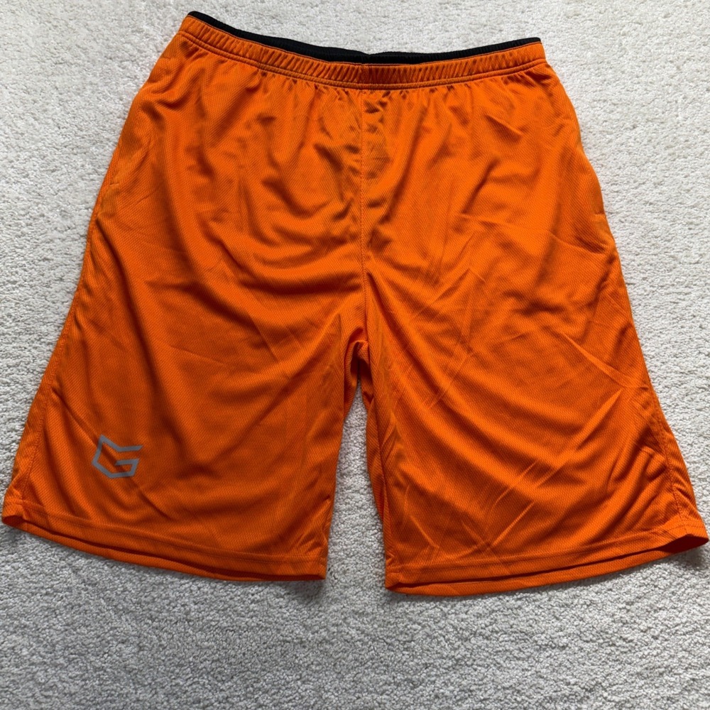 NWT G Gradual Mens Athletic Basketball Shorts Orange Mesh Zipper Pockets XL